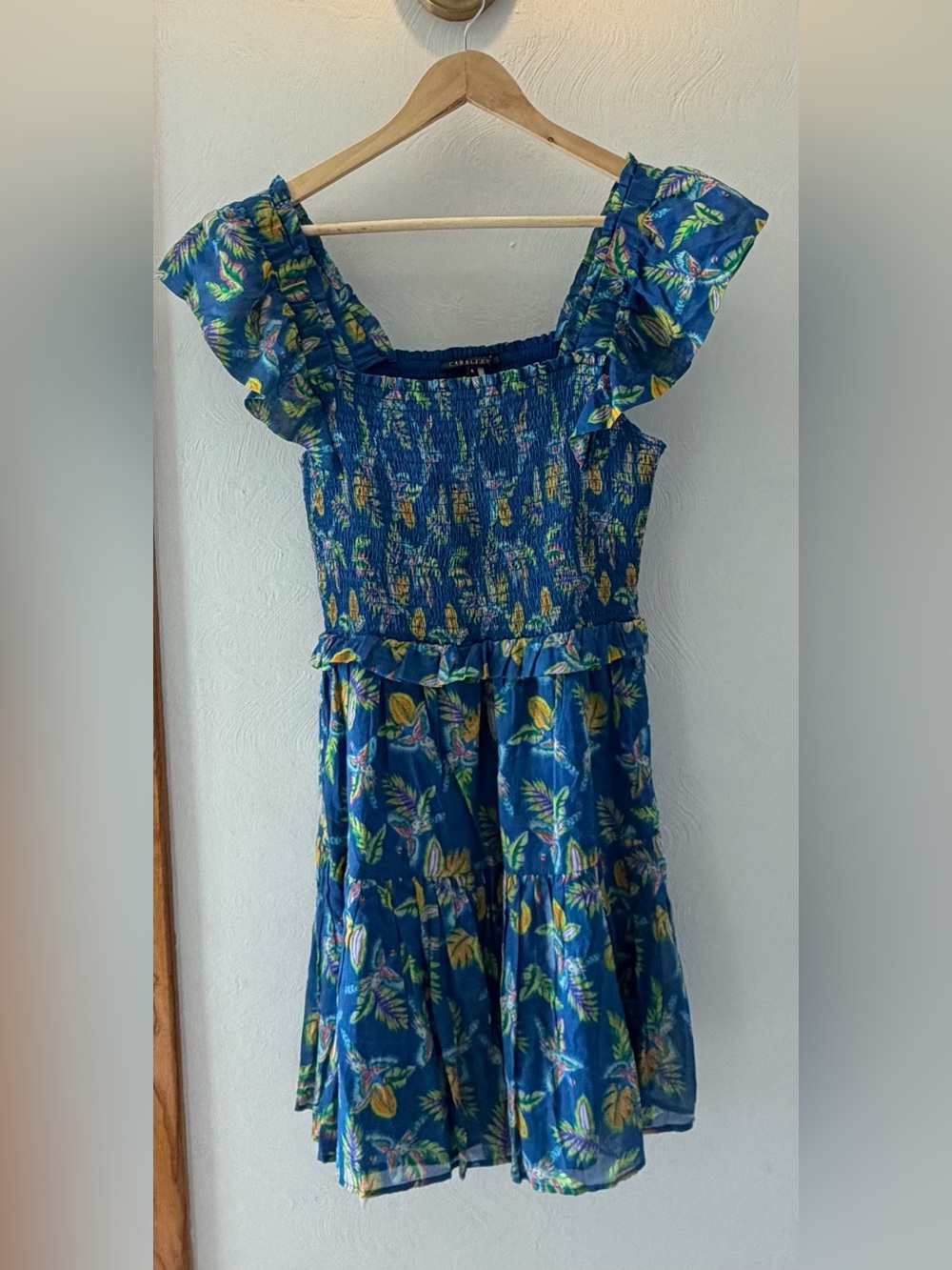 Anthropologie Caballero Blue Floral Smocked Sundress
